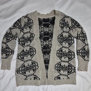 Charlotte Russe Cream and Black Knit Cardigan
